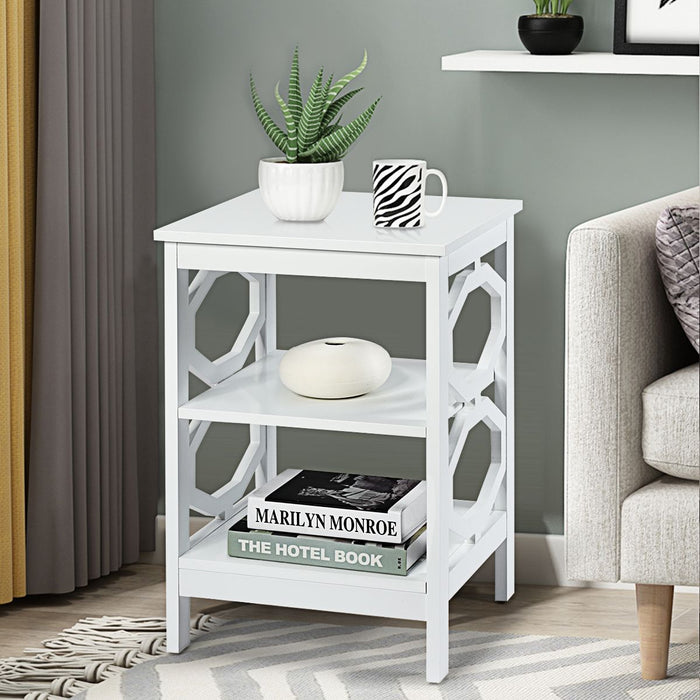 3-Tier Bedside Table with Storage Shelves for Living Room Bedroom