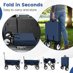 Heavy Duty Camping Garden Cart with Adjustable Handle and Drink Holders