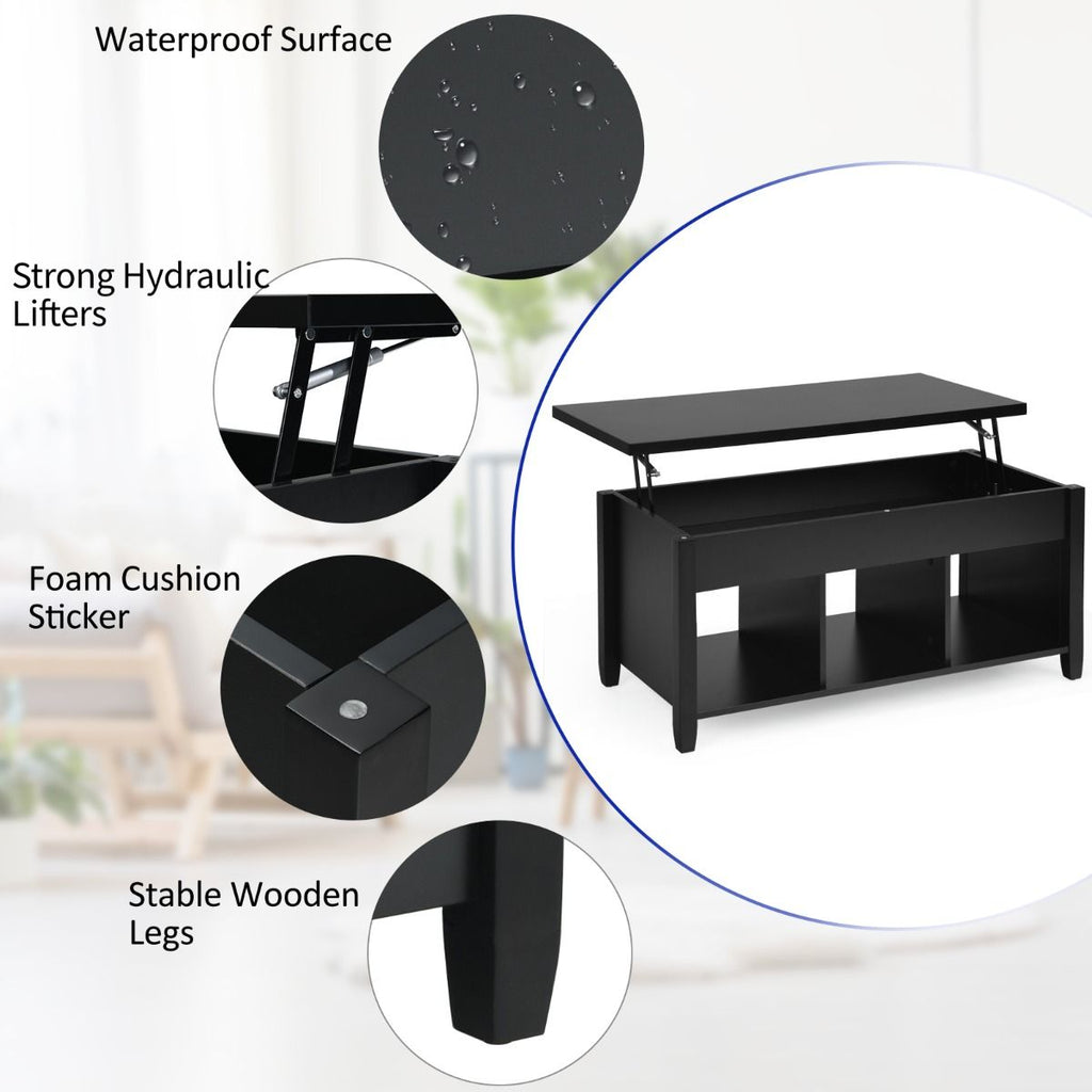 Rising Center Table with Lift Top Hidden Compartment