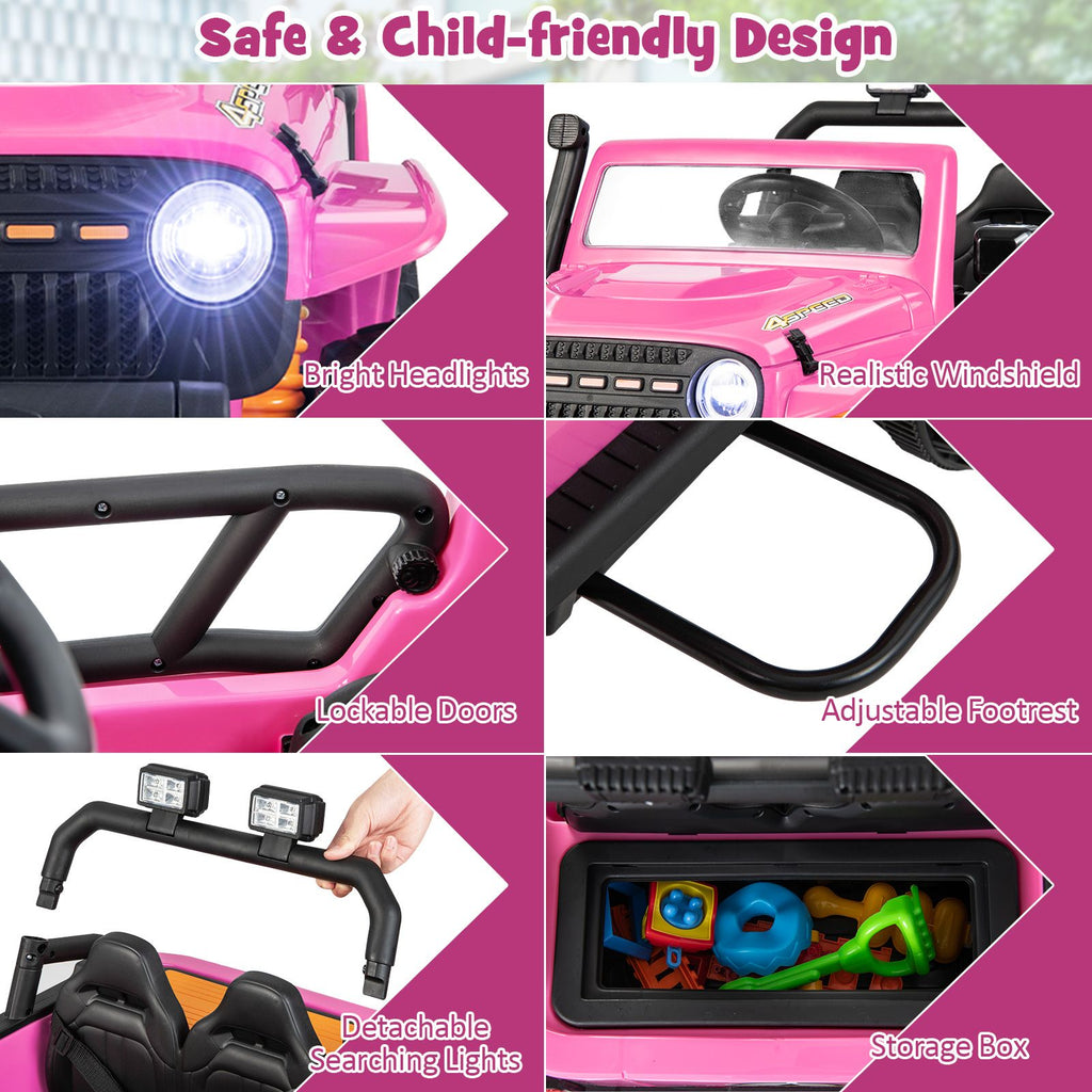 SEDOL 12V Parent-Child Ride-On Truck with 100kg High-Capacity Load High-Torque Dual Motors Parental Remote Control and Integrated Adult Seat with Folding Foot Pedals