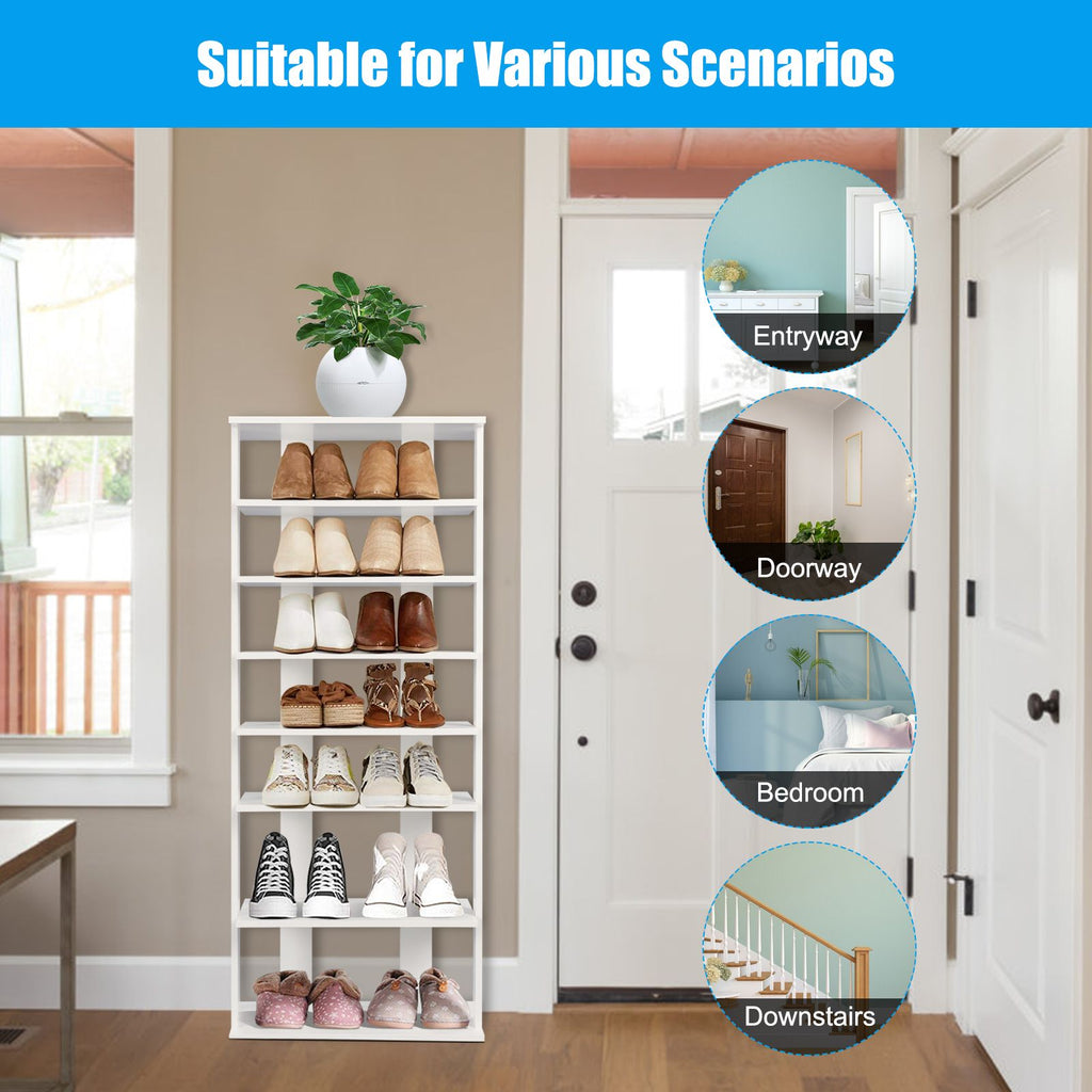 Extra Wide Wooden Vertical Shoe Rack with 7 Shelves