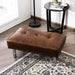 Leather Tufted Upholstered Ottoman Bench for Living Room Entryway