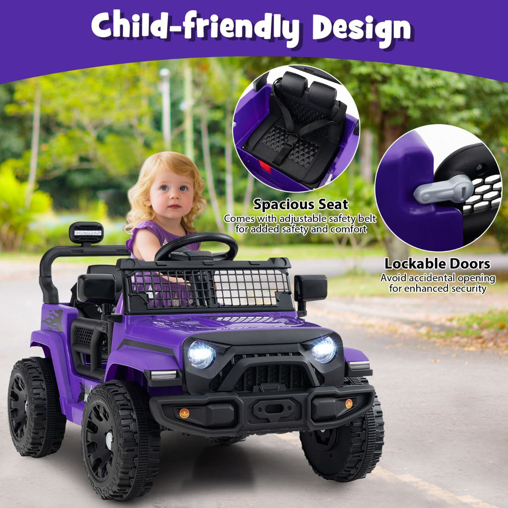 SEDOL 12V Electric Ride-On Truck for Kids with Parental Remote Control Dual 25W Motors All-Terrain Shock Absorbers LED Headlights and Soft-Start Safety System