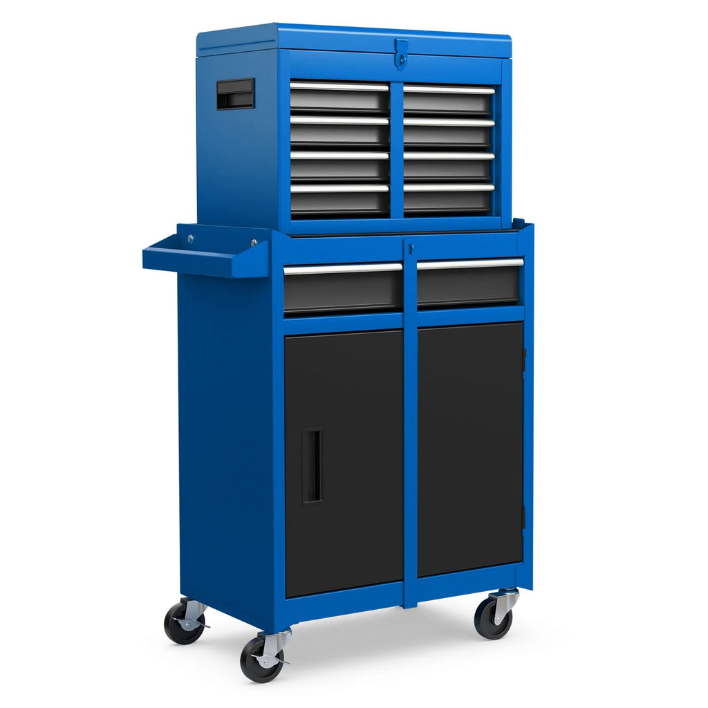High-Capacity Rolling Tool Cabinet – Lockable Wheels, Metal 2‑in‑1 Chest & Base