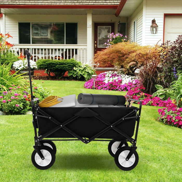 Heavy Duty Camping Garden Cart with Adjustable Handle and Drink Holders