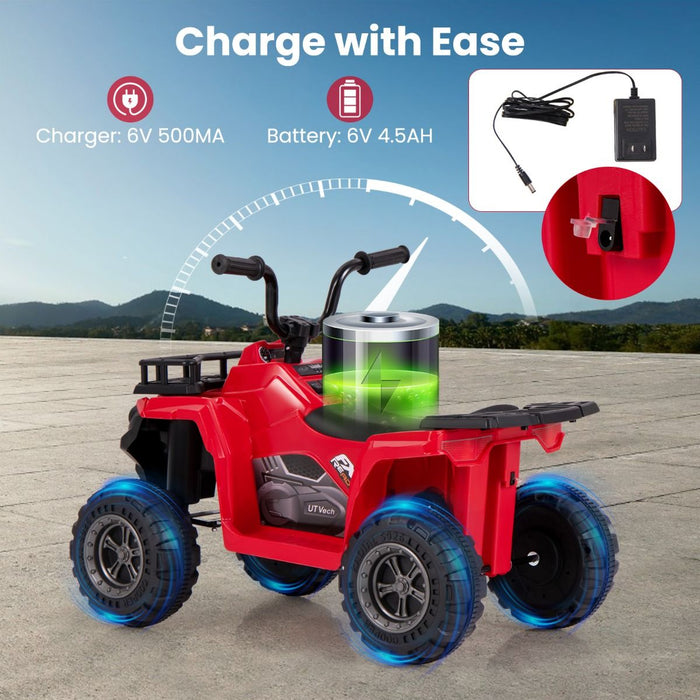 6V Kids Quad Ride-On – One-Button Start ATV with Tread Tires & MP3 Player