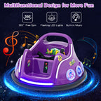 SEDOL 12V High-Performance Kids Bumper Car with 360° Rotation Parental Remote Control Wireless Bluetooth Audio and LED Light Show – 30kg Capacity
