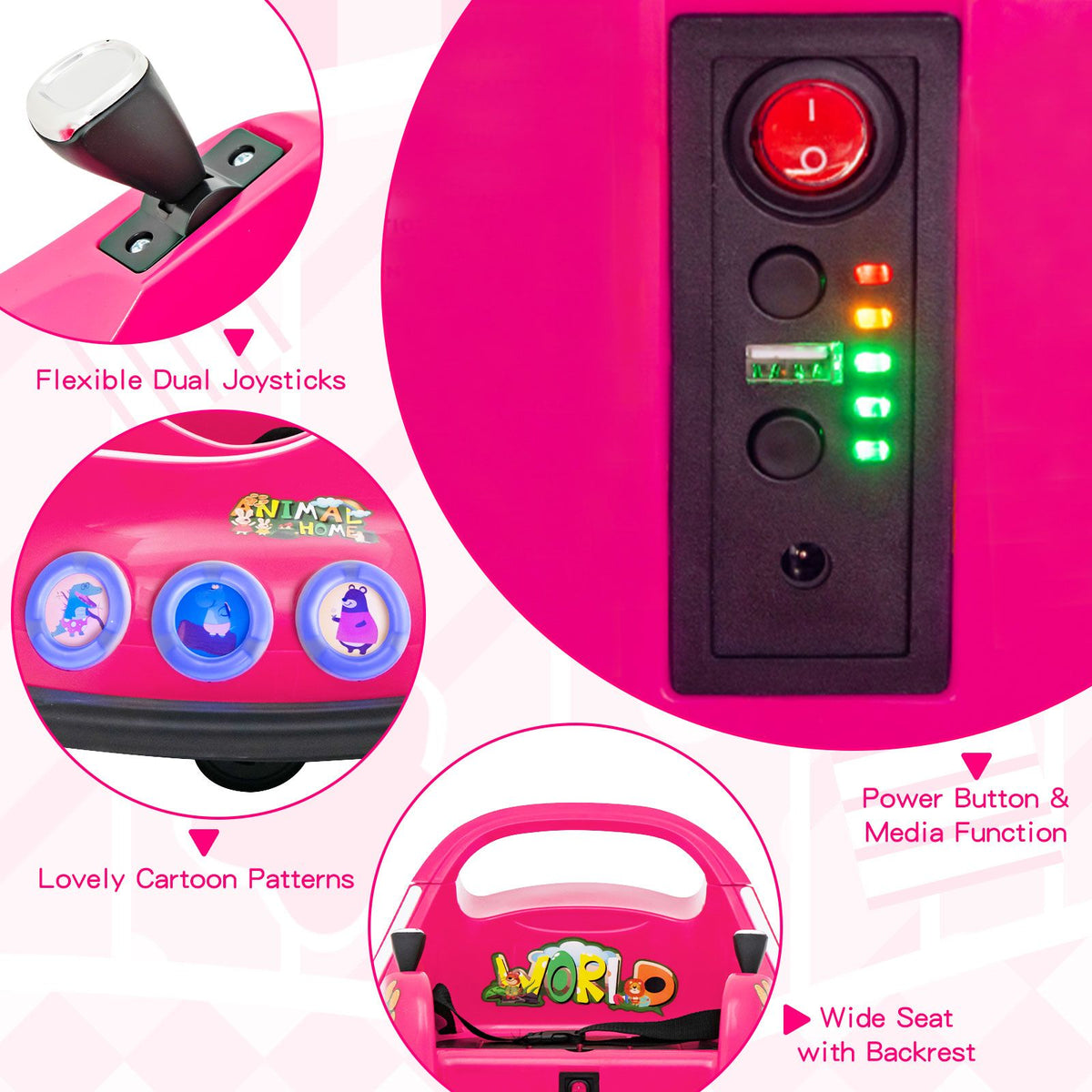 SEDOL 12V High-Performance Kids Bumper Car with 360° Rotation Parental Remote Control Wireless Bluetooth Audio and LED Light Show – 30kg Capacity