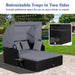 Rattan Daybed with Retractable Canopy, Cushions & Side Trays
