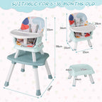 SEDOL 6-in-1 Ultimate Baby-to-Toddler High Chair & Activity Station with Building Block Tabletop Parental Booster Seat and Waterproof PU Leather Cushion – 25kg Capacity