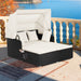 Rattan Daybed with Retractable Canopy, Cushions & Side Trays