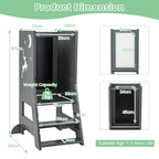 SEDOL 3-in-1 Montessori Learning Tower with Double-Sided Chalkboard & Whiteboard – Height-Adjustable Kitchen Helper Stool with Safety Rails and Anti-Tip Base