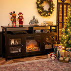 Living Room Console Table for Tvs with Wooden Fireplace and 2 Cabinets