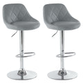 Adjustable PU Leather Counter & Bar Stool Set of 2 – Swivel 360°, Gas‑lift Height, Backrest, Foot‑rest – Grey