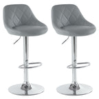 Adjustable PU Leather Counter & Bar Stool Set of 2 – Swivel 360°, Gas‑lift Height, Backrest, Foot‑rest – Grey