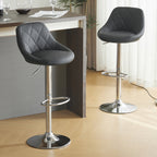 Adjustable PU Leather Counter & Bar Stool Set of 2 – Swivel 360°, Gas‑lift Height, Backrest, Footrest – Black