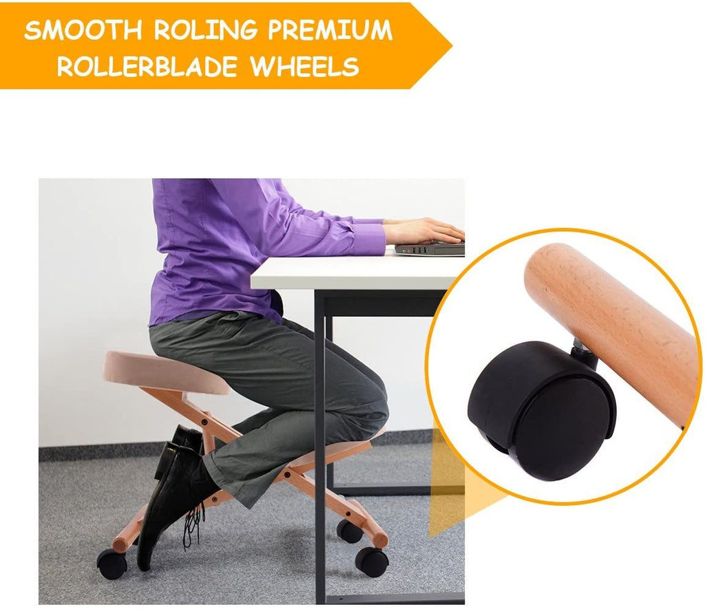 Wood Posture Stool with Angle and Height Adjustable for Gaming Computer Work