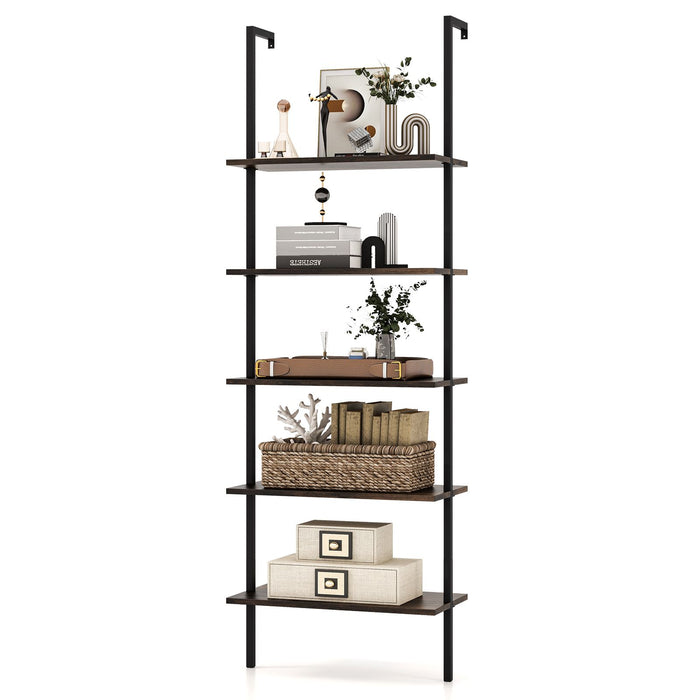 5-Tier Ladder Shelf with Steel Frame for Living Room Bedroom Office