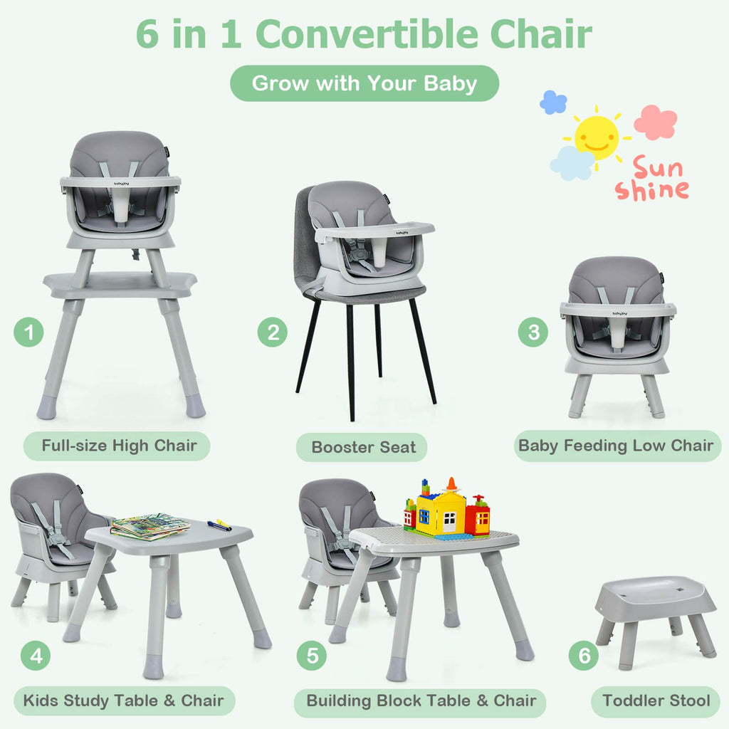 SEDOL 6-in-1 Ultimate Baby-to-Toddler High Chair & Activity Station with Building Block Tabletop Parental Booster Seat and Waterproof PU Leather Cushion – 25kg Capacity