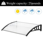 120x80cm Door Canopy – Outdoor Rain Cover Awning for Front Door, Window or Patio (White/Black)