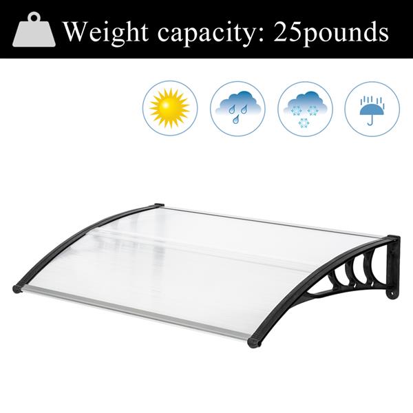 120x80cm Door Canopy – Outdoor Rain Cover Awning for Front Door, Window or Patio (White/Black)