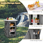 3-Tier Folding Camping Storage Cabinet with Side Pockets and Carry Bag