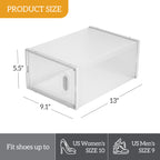18-Pack Clear Shoe Storage Boxes – Stackable Plastic Organiser with Front Drop-Down Doors