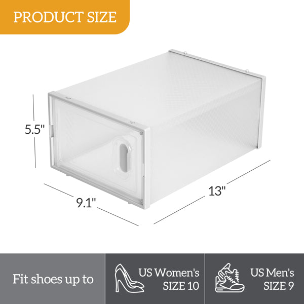 18-Pack Clear Shoe Storage Boxes – Stackable Plastic Organiser with Front Drop-Down Doors