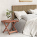 Wooden Side Table with Slatted Tabletop and Sturdy X-Shaped Frame