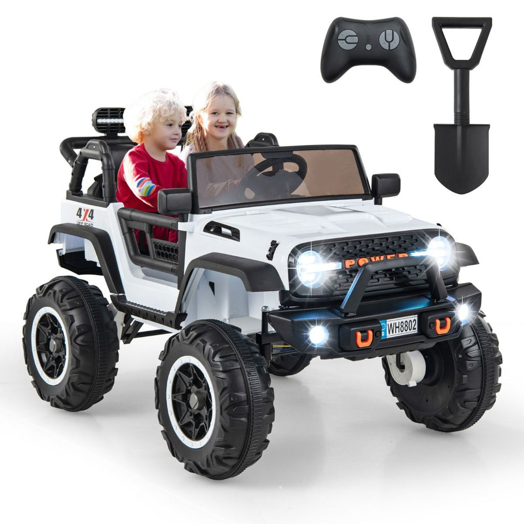 SEDOL 2-Seater 24V Kids Ride-On Truck with 4-Motor 4WD System Parental Remote Control 3-Point Safety Harness and Bonus Digging Shovel – 50kg Capacity
