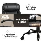 Executive Office Chair Height Adjustable Leather Computer Desk Chair with Rocking Backrest
