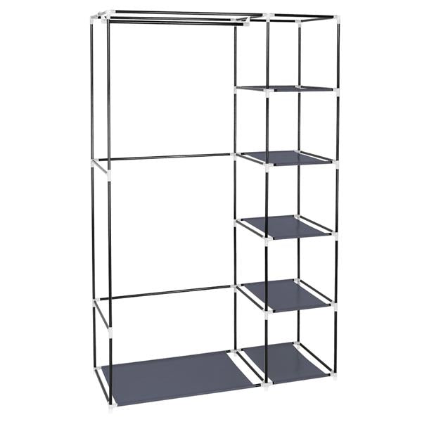 67" Portable Clothes Wardrobe – Fabric Closet with Hanging Rod (Grey)