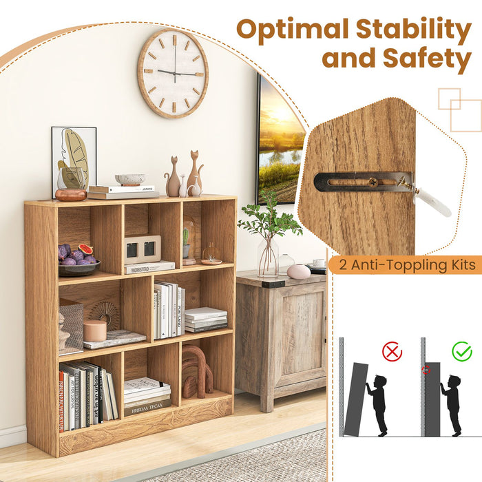 8-Cube Bookshelf with 2 Anti-Tipping Kits and Display Shelf for Home