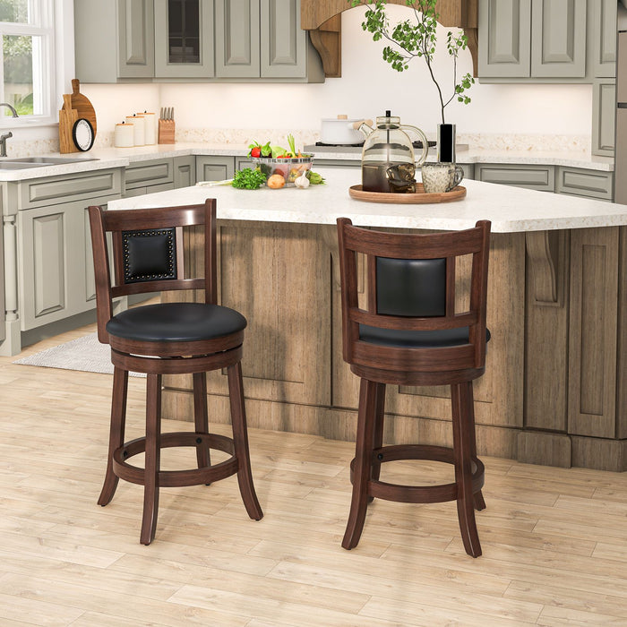 65/74 Cm Swivel Bar Stool Set of 2 with Curved Backrest