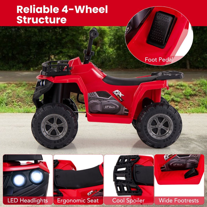 6V Kids Quad Ride-On – One-Button Start ATV with Tread Tires & MP3 Player