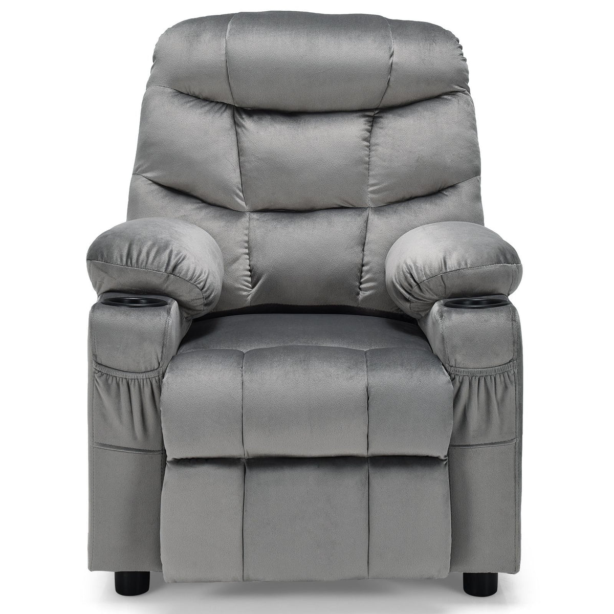 SEDOL Deluxe Larger Kids Recliner Armchair with Dual Cup Holders and Storage Pockets Premium Velvet Children’s Lounge Chair with 130° Adjustable Backrest & Pine Wood Frame