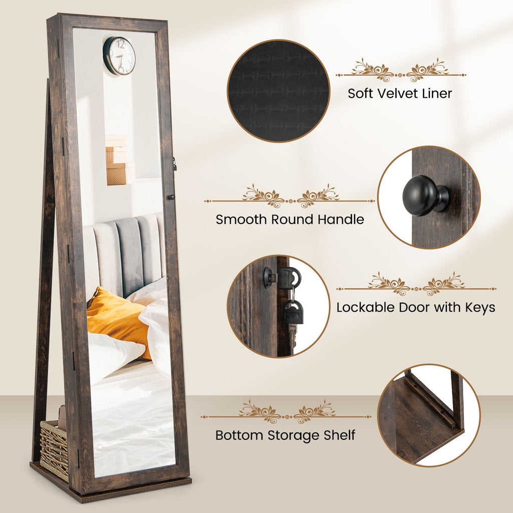 3-In-1 Mirrored Jewellery Armoire with Display Shelves