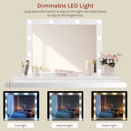 SEDOL Dressing Table with Large LED Mirror and 7 Drawers Modern Vanity Desk with Built-in Charging Station USB Ports Makeup Table for Bedroom White Finish