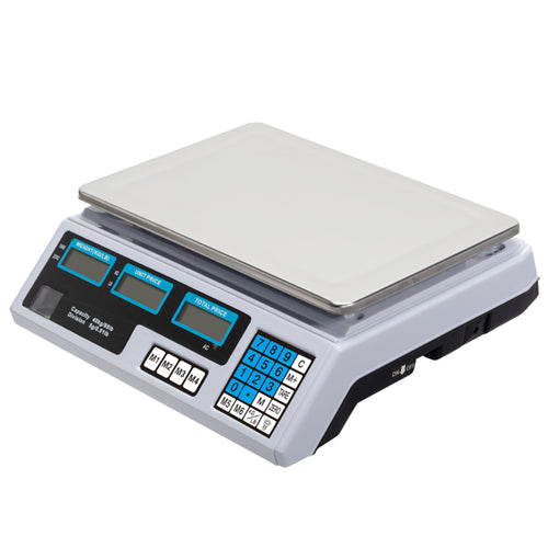 30–40kg  Digital Price Computing Scale – Vegetable & Retail Weighing Scale with Backlit LCD Display, 5g Precision & UK Plug – Silver & White