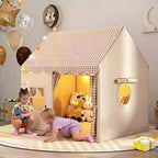 SEDOL Kids Play Tent Indoor Playhouse with LED Star Lights Large Folding Princess Castle Reading Nook and Secret Hideaway for Boys & Girls Beige