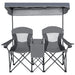 Double Folding Camping Chair with Canopy and Armrests