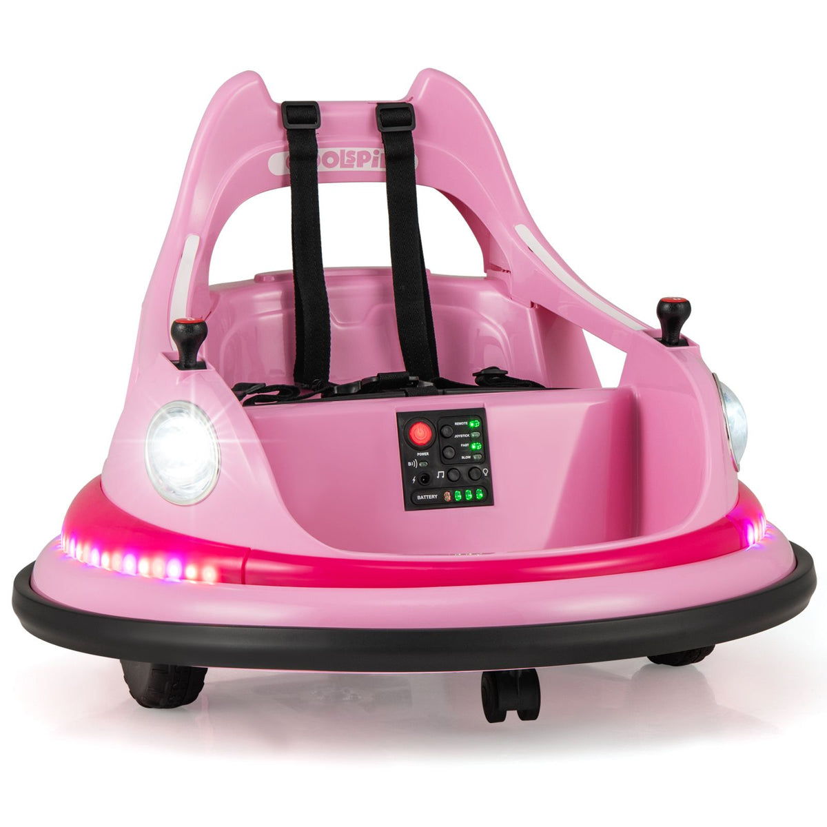 SEDOL 12V High-Performance Kids Bumper Car with 5-Point Safety Harness 360° Zero-Turn Dual Joysticks and 5-Mode LED Light Show – 12V Powered for Ages 3+