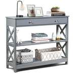3-Tier Console Table with 1 Drawer and 2 Storage Shelves