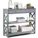 3-Tier Console Table with 1 Drawer and 2 Storage Shelves