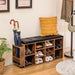 Shoe Storage Bench with Umbrella Stand and Padded Cushion