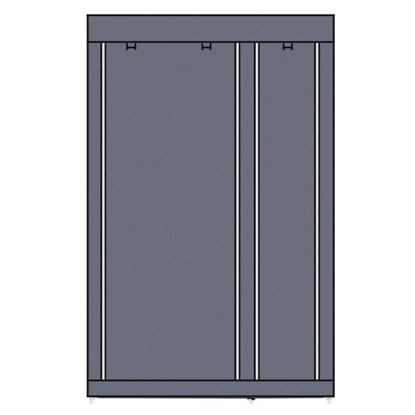 67" Portable Clothes Wardrobe – Fabric Closet with Hanging Rod (Grey)