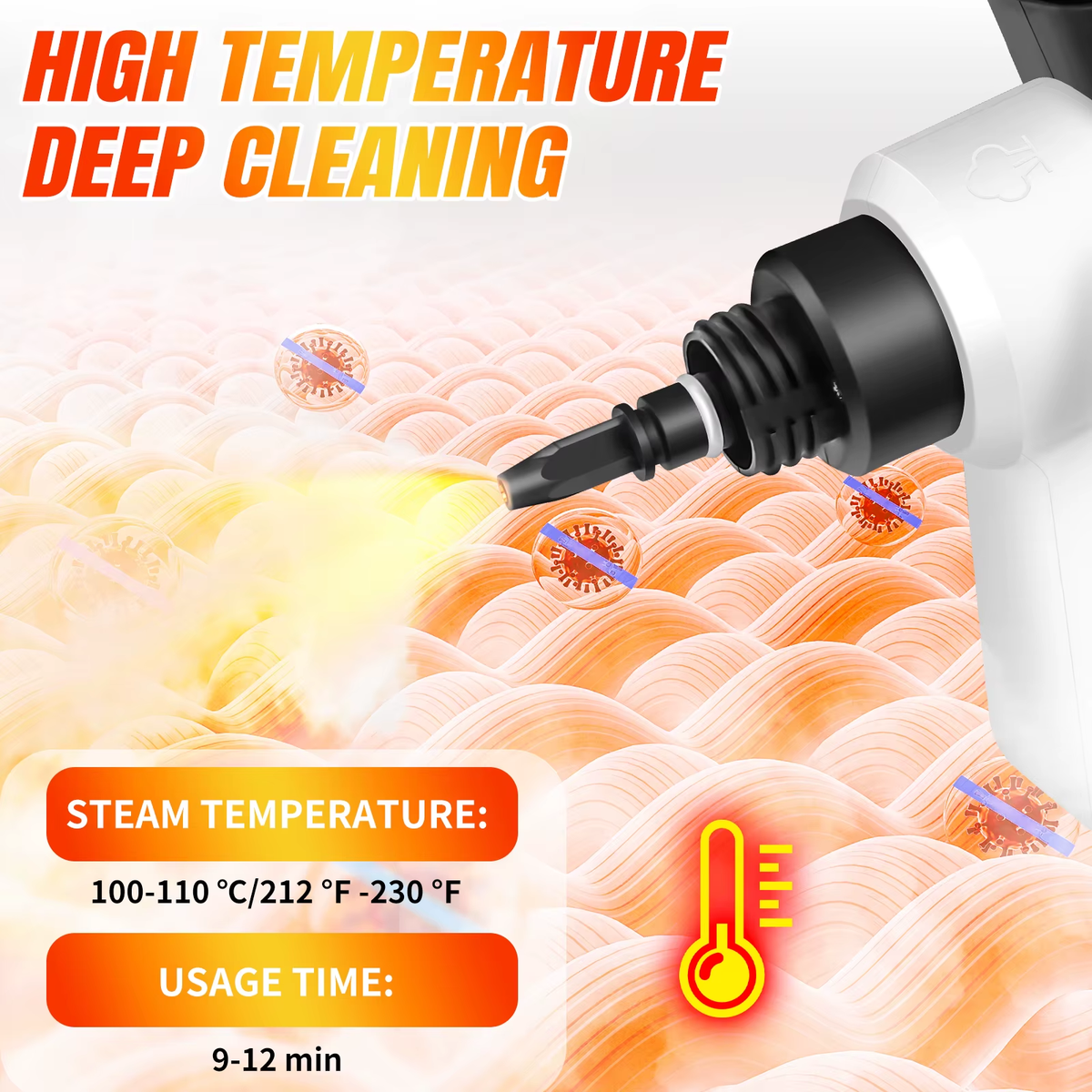 SEDOL 1000W High Pressure Steam Cleaner with 7-Piece Accessory Kit – Handheld Chemical-Free Multi-Surface Steam Cleaner for Tile, Windows, Carpets & Car Interiors