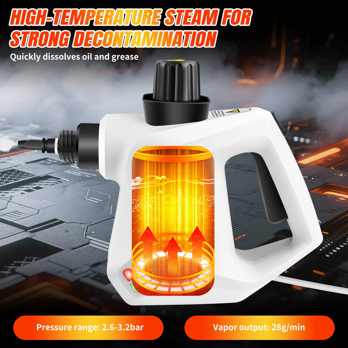 SEDOL 1000W High Pressure Steam Cleaner with 7-Piece Accessory Kit – Handheld Chemical-Free Multi-Surface Steam Cleaner for Tile, Windows, Carpets & Car Interiors