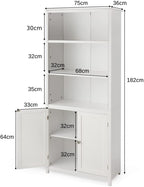 Wooden Tall Bookcase with 3-Tier Storage Cabinet