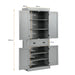 4-Door Tall Kitchen Cupboard Adjustable Shelves and Drawer